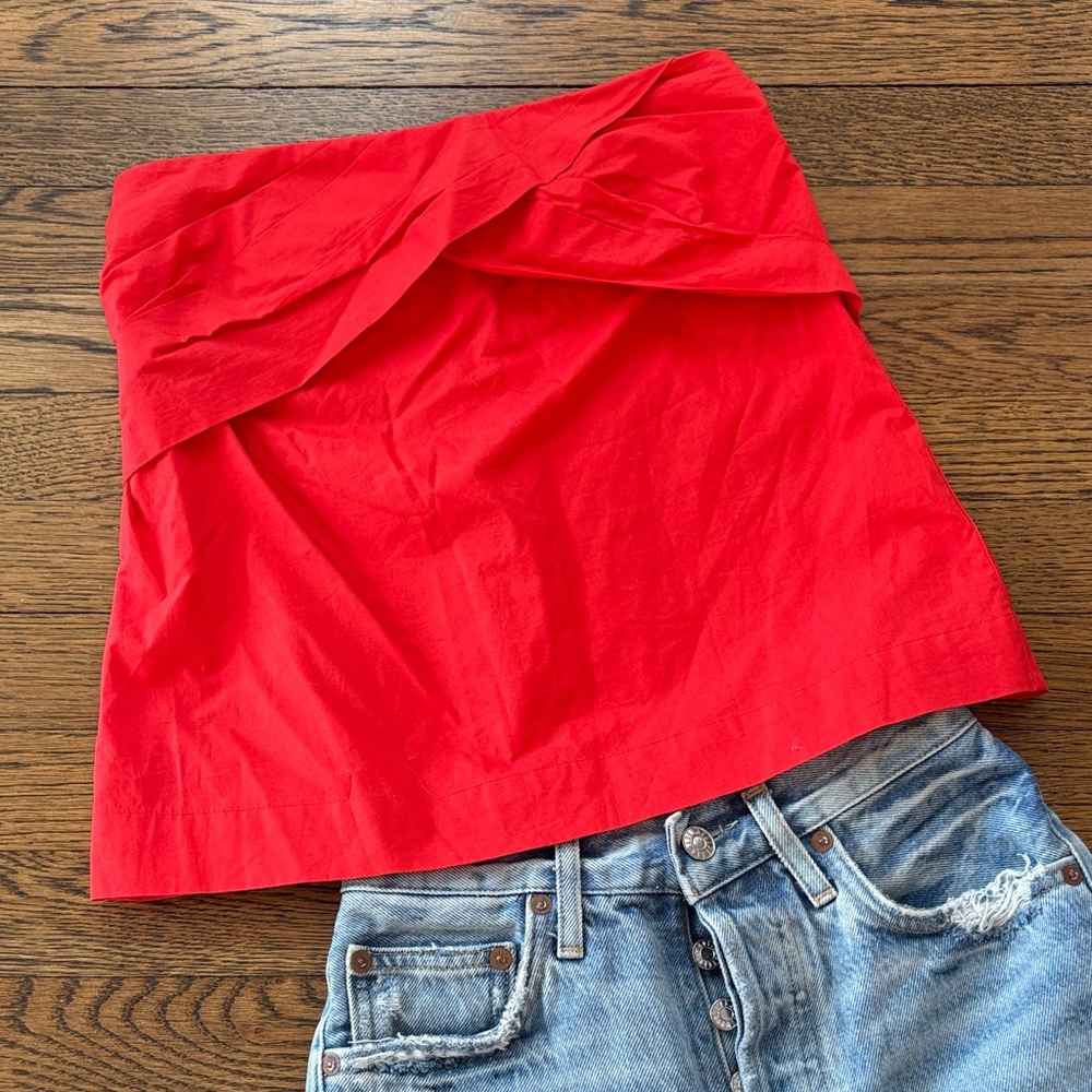 J. Crew Red Strapless Top, 00